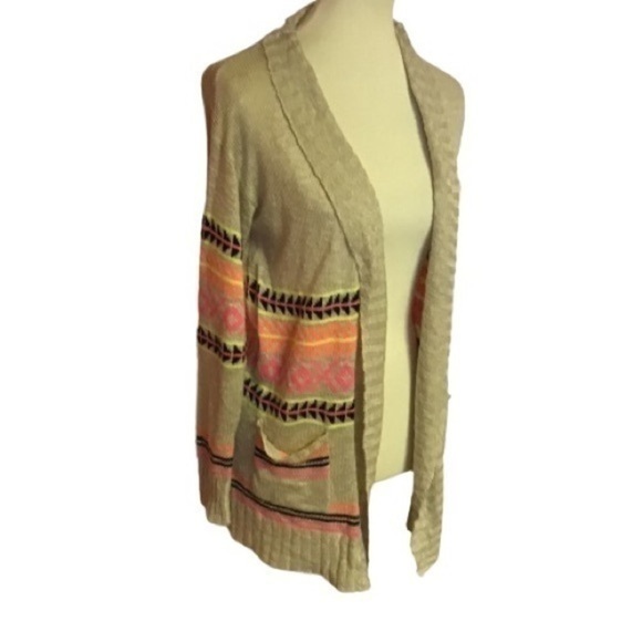 Francesca’s collections tan n neon tribal cardigan - Picture 1 of 9